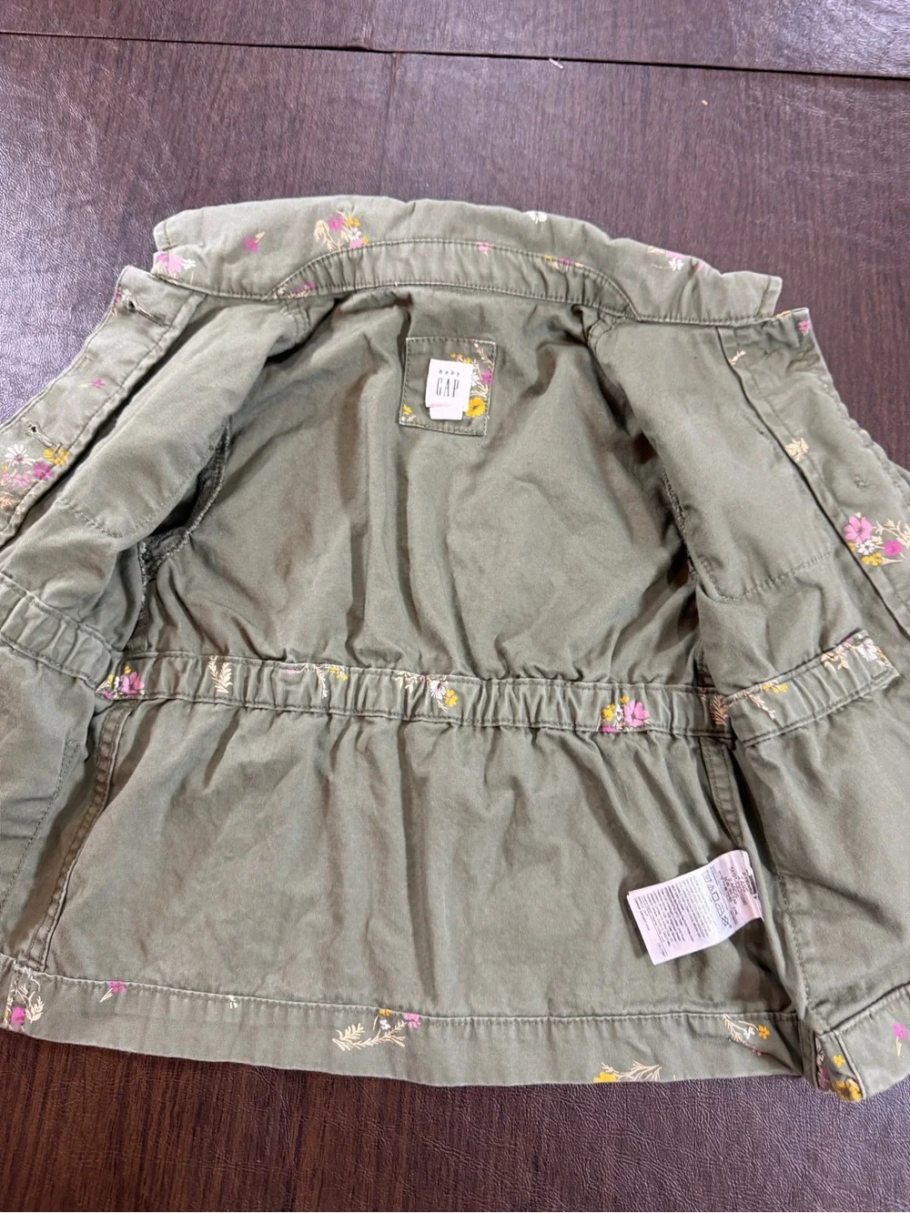 Baby Gap Girls' Olive Floral Utility Jacket Sz 2T